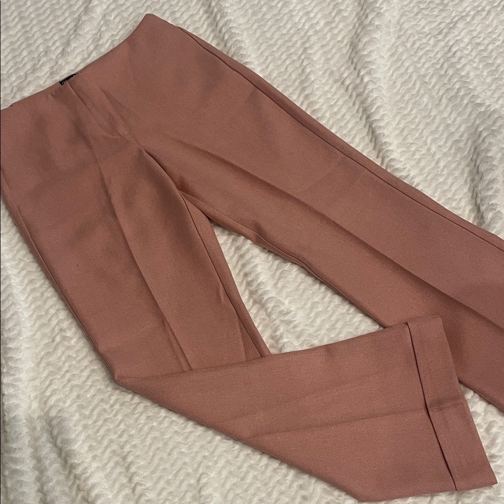 Blush Pink wide leg cuffed Trousers size 3 like new